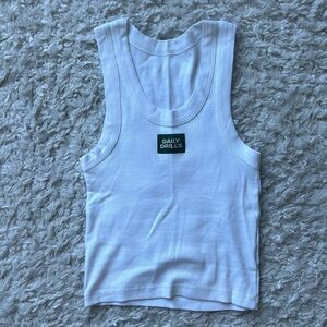 Daily Drills White Ribbed Tank